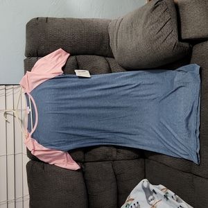 LuLaRoe Julia Dress NWT Size Large Blue and Pink